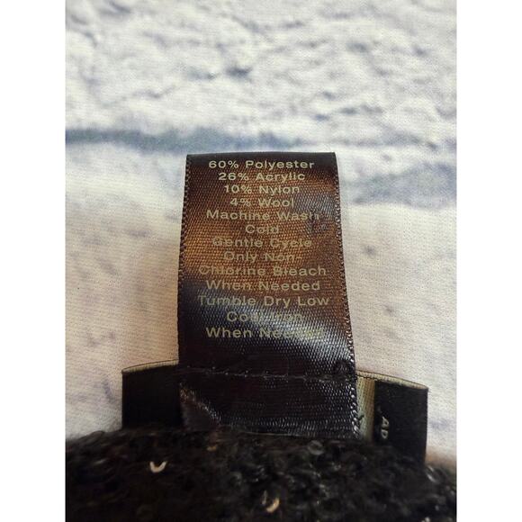 Ann Taylor Factory Sparkly Gray/Black sheer sweater Holiday sequined sz Medium - Picture 7 of 7